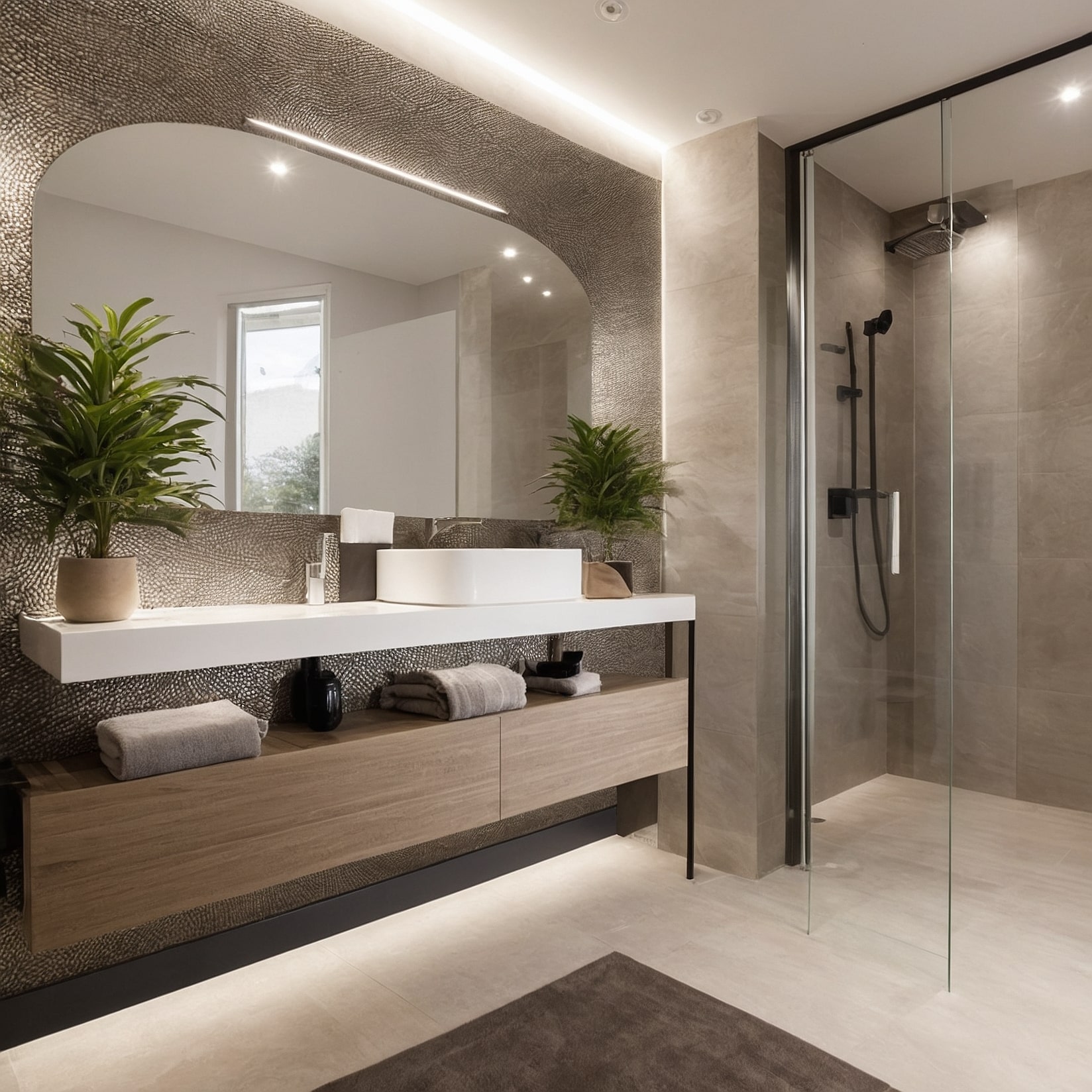 Baño con muebles elegantes