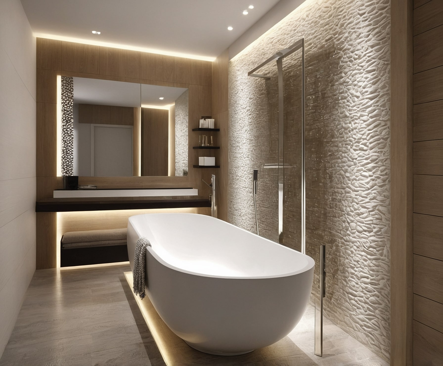 Baño moderno con mamparas de lujo